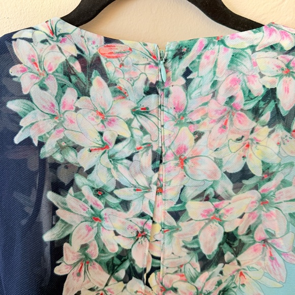 BCBGMaxazria Kirsty Blue Layered Floral Mini Dress | XS | Designer Cocktail Dres - Picture 7 of 7